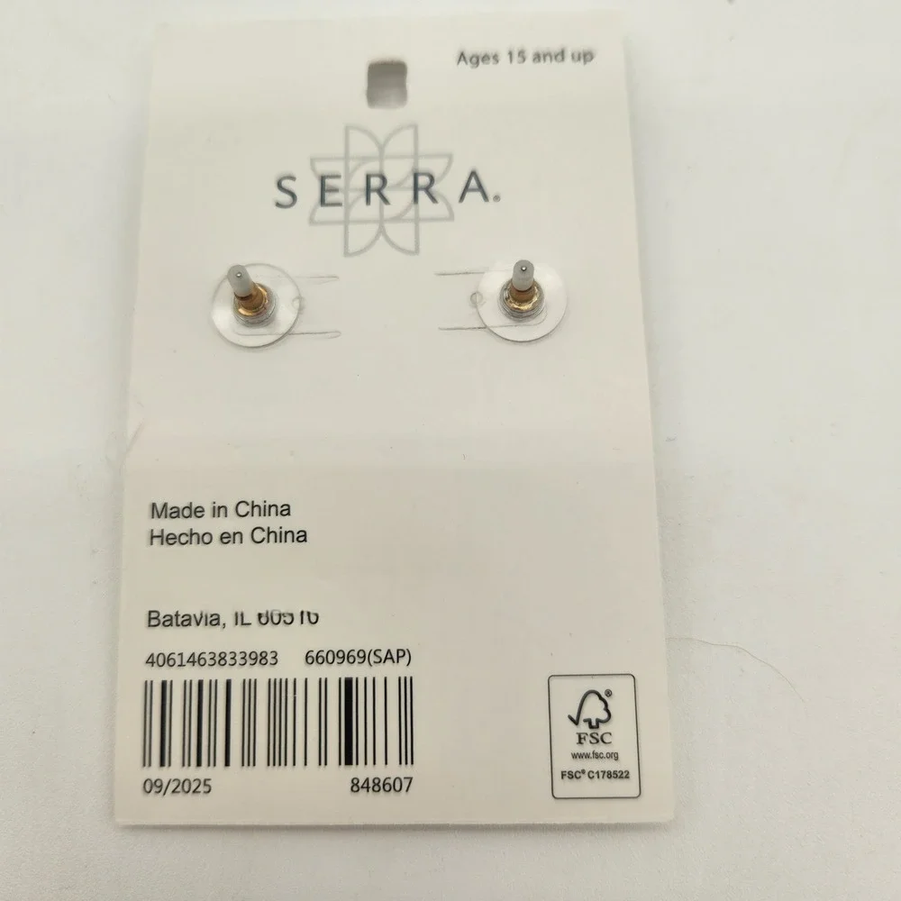 New SERRA Bow Football Earrings Brown Rhinestone Gold Tone‎ Fashion Jewelry NEW